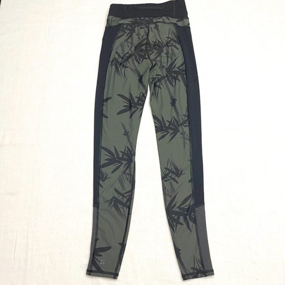 Sweaty Betty Gravity Run Bamboo Leaf Print Green/Black Leggings Size XS - Picture 2 of 8